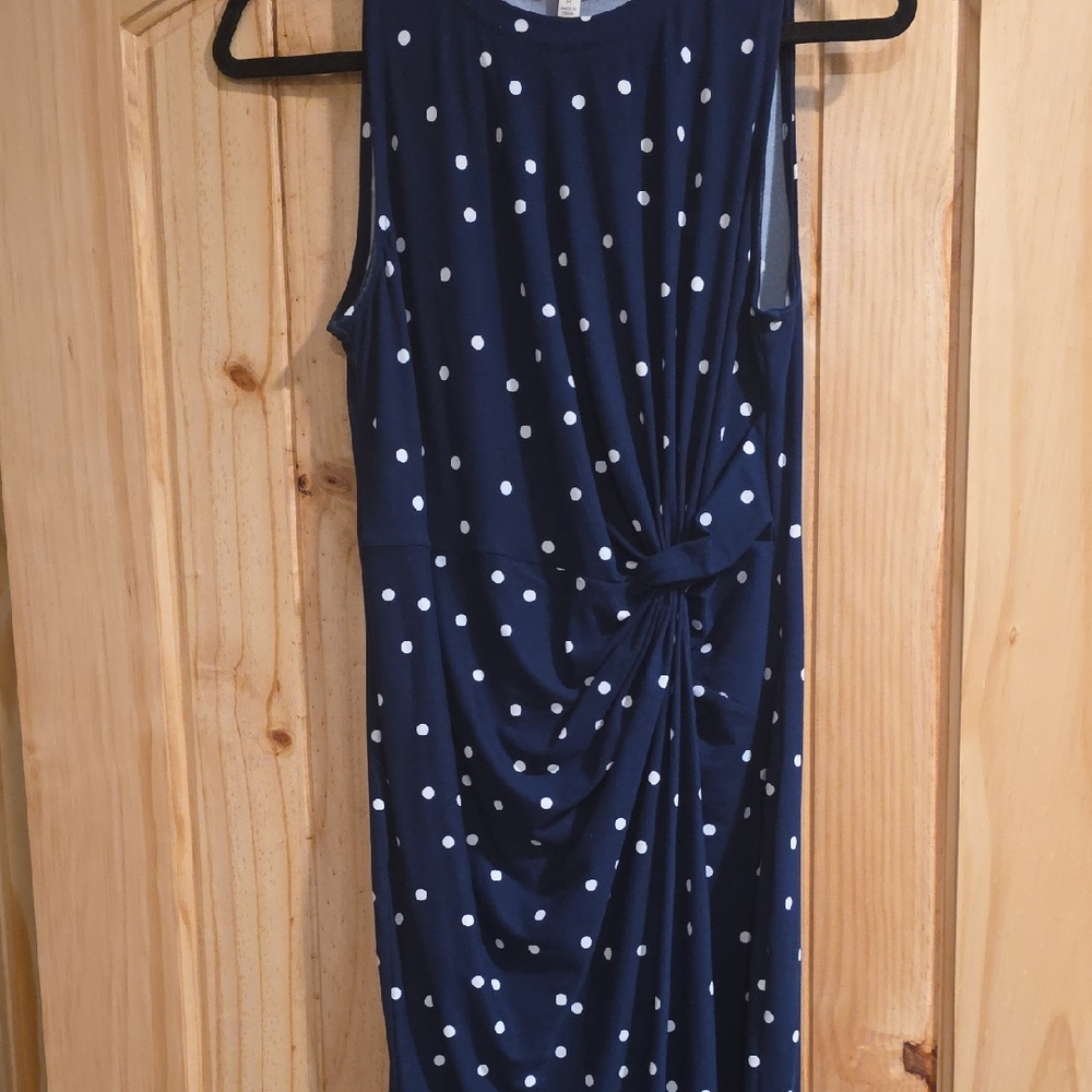Nine Britton Navy and White Polka Dot Midi Dress